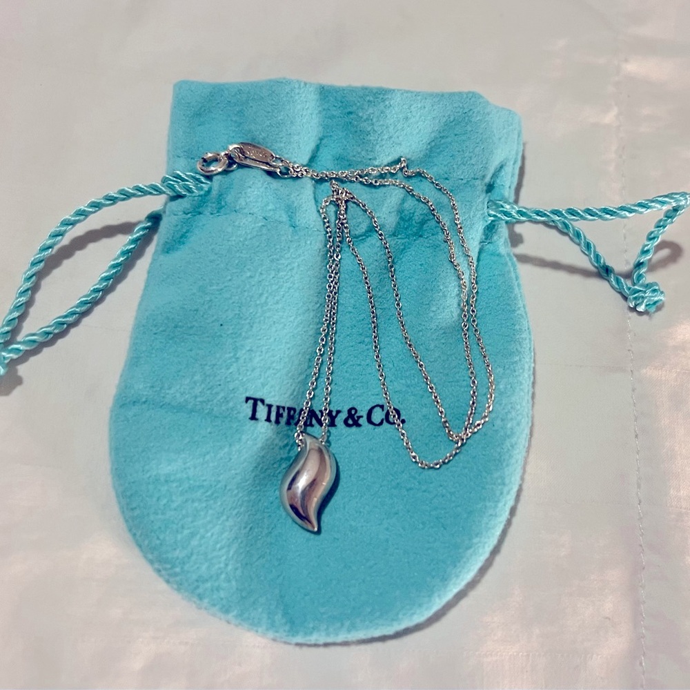 Authentic Tiffany Silver Drop Pendant with Chain